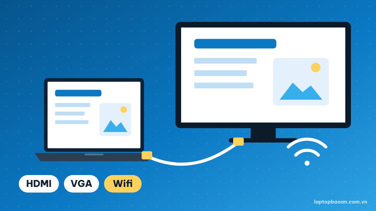 Cách kết nối laptop với máy chiếu, tivi ở trường: qua dây HDMI, VGA và qua wifi